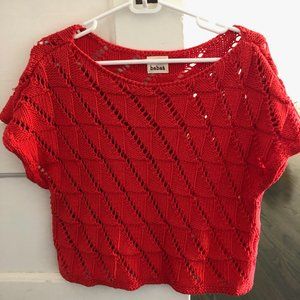 Babaa Red Cotton Crochet Knit Blouse